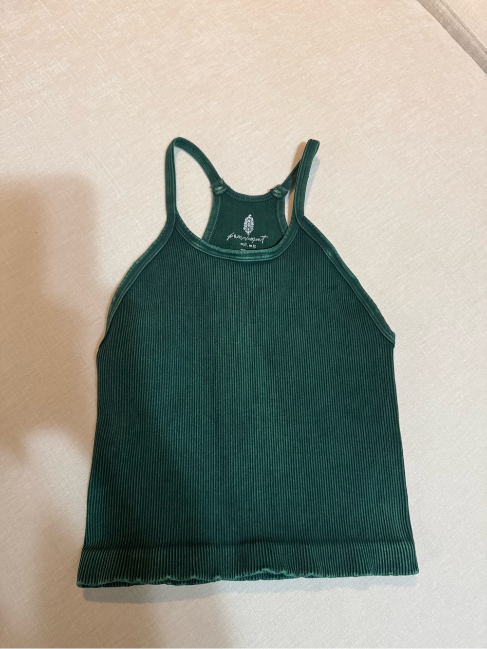FP Movement by Free People Forest Green Ribbed Racerback Tank. Happiness Runs